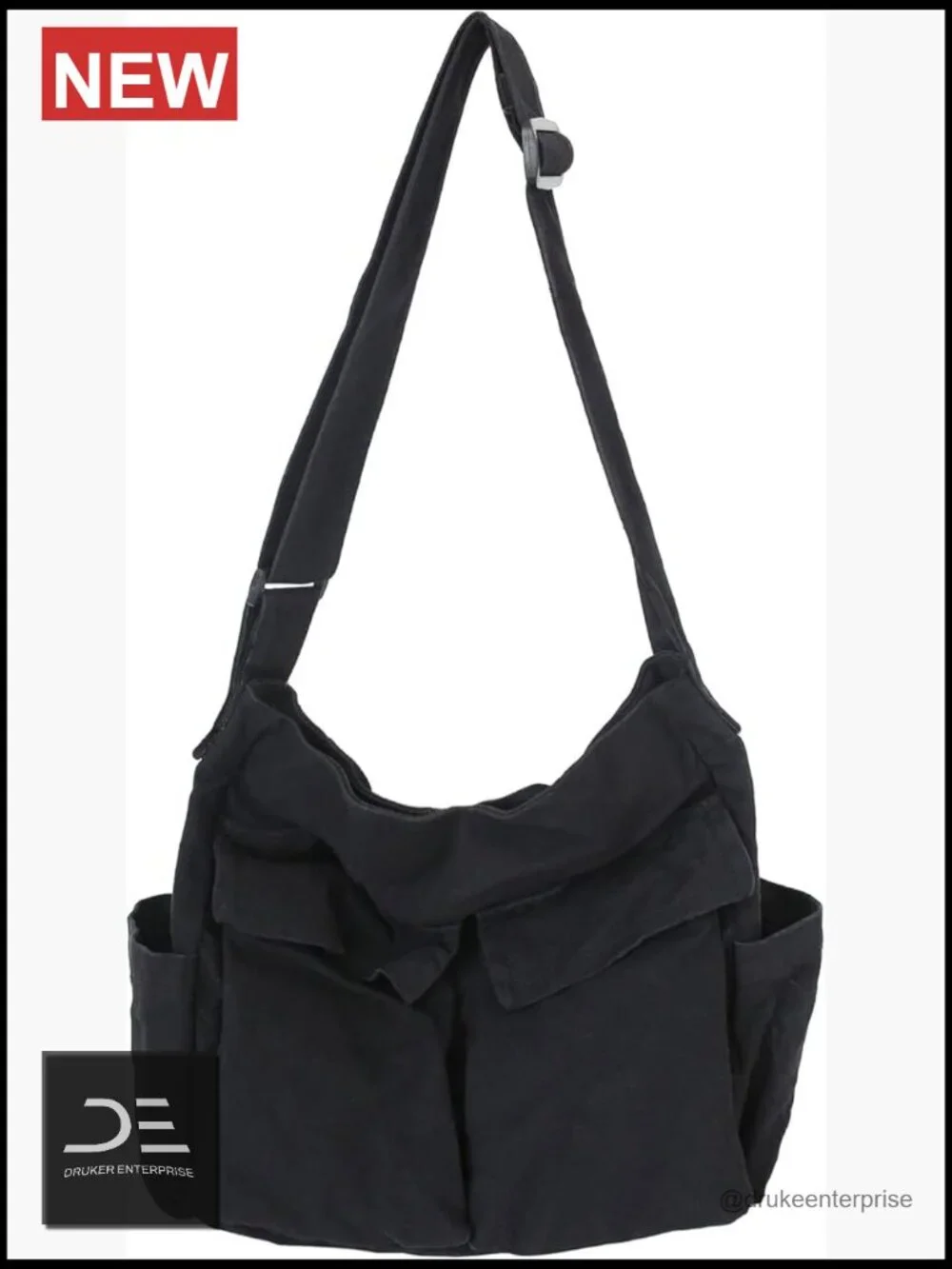 Canvas Messenger Bag Large Hobo Crossbody Shoulder Tote with Pocket